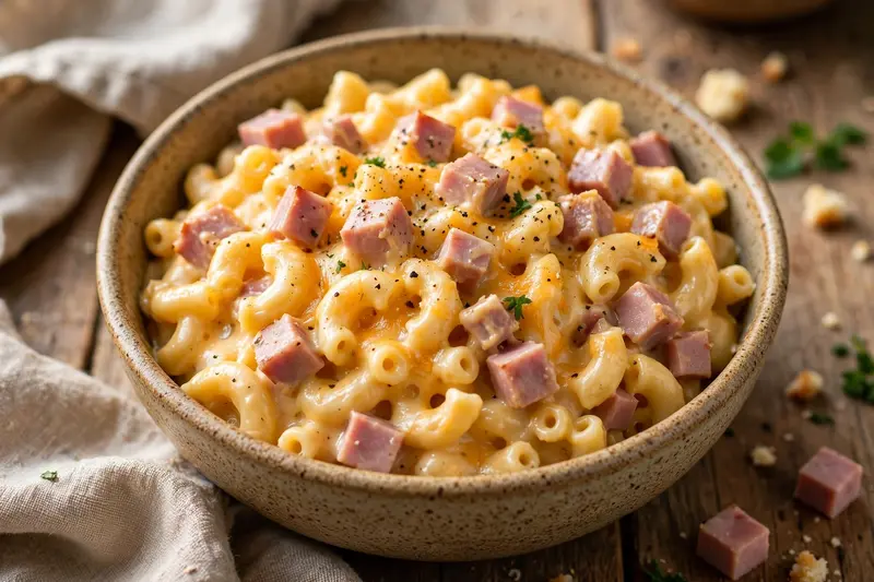 Macaroni au fromage et jambon