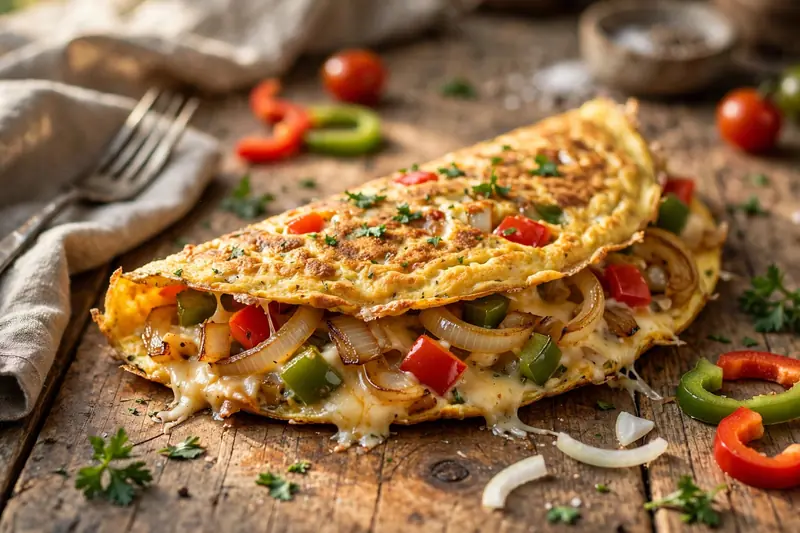 Omelette aux légumes et fromage