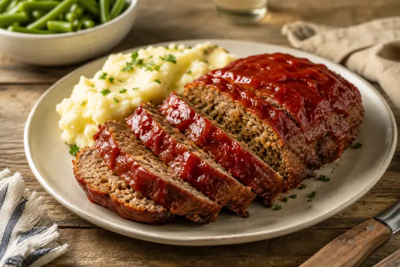 Pain de viande et purée de pommes de terre