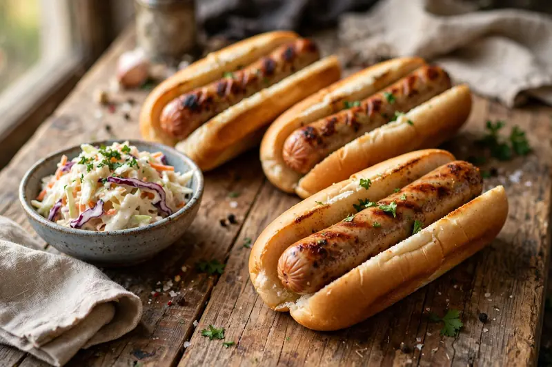 Saucisses grillées et salade de chou