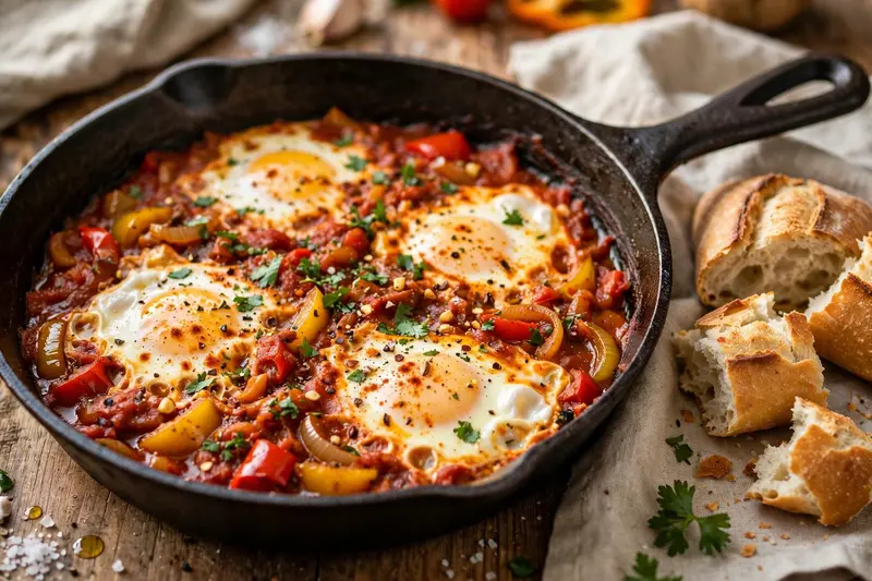 Shakshuka (œufs pochés, sauce tomate épicée)
